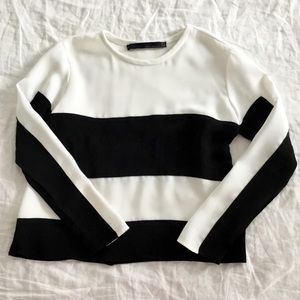Zara Black and White Color Block Top